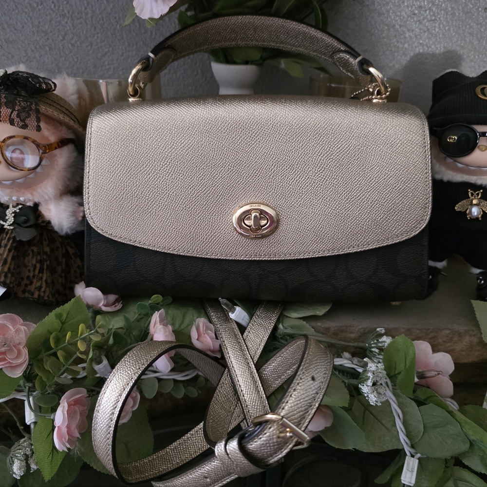 Coach Gold and Black Crossbody Bag